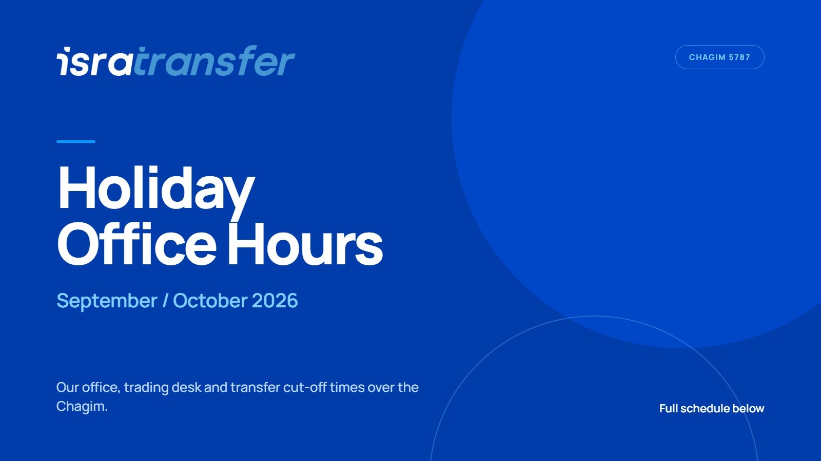Chagim Office & Trading Hours