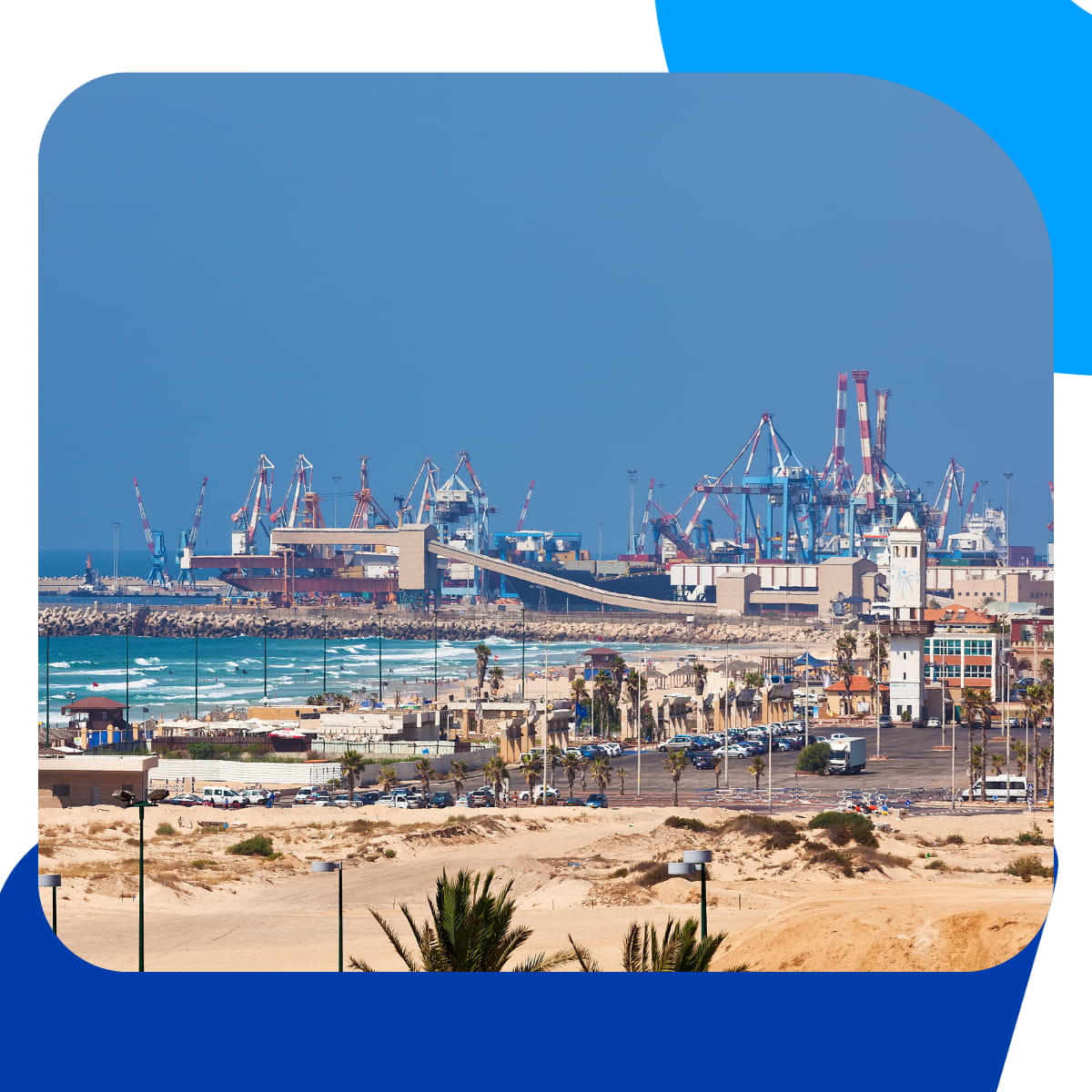 Ashdod marina and Mediterranean coastline at sunset