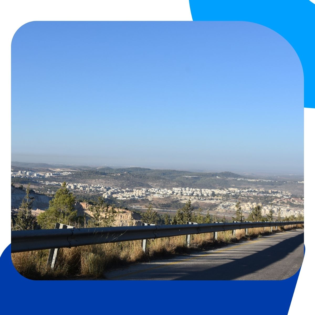 Beit Shemesh residential hillside with the Judean hills in the distance
