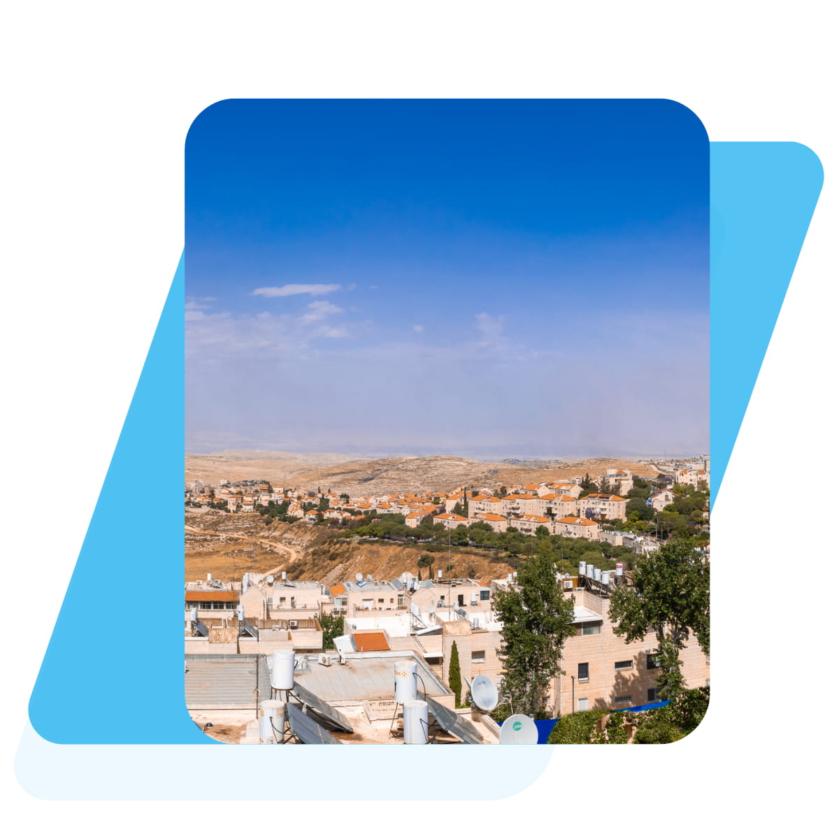 View of Pisgat Ze'ev, Jerusalem, with residential housing and surrounding hills